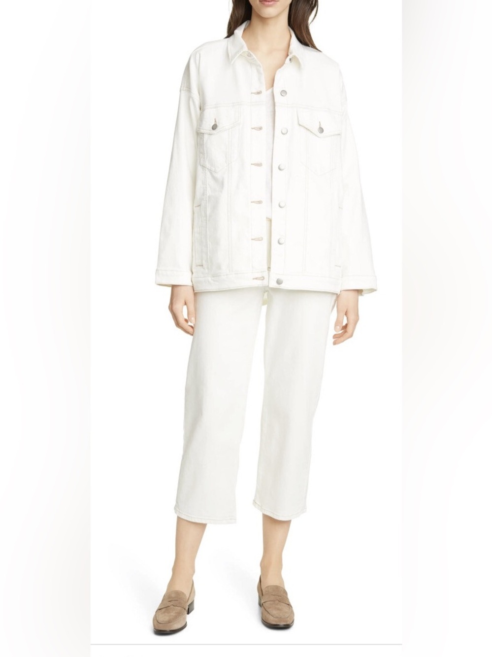 Eileen Fisher OVERSIZED Organic Cotton Jacket Longline Classic Minimalist Chic